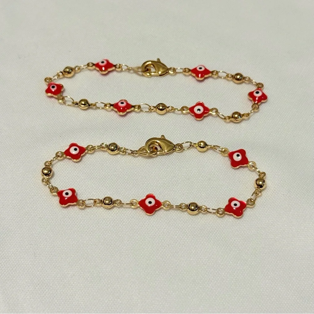 New Gold and Red Deer eyes Of fantasy Bracelet‎ Set For children laminated gold